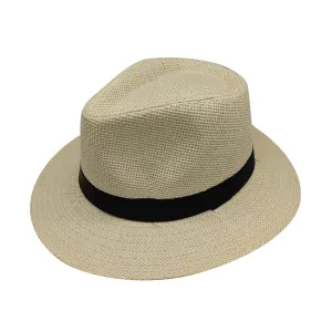 Running Cap for Ladies Unisex Fashion Solid Color British Sun Hat Wide Brim Straw Hat Adult Jazz Straw (Beige, One Size)
