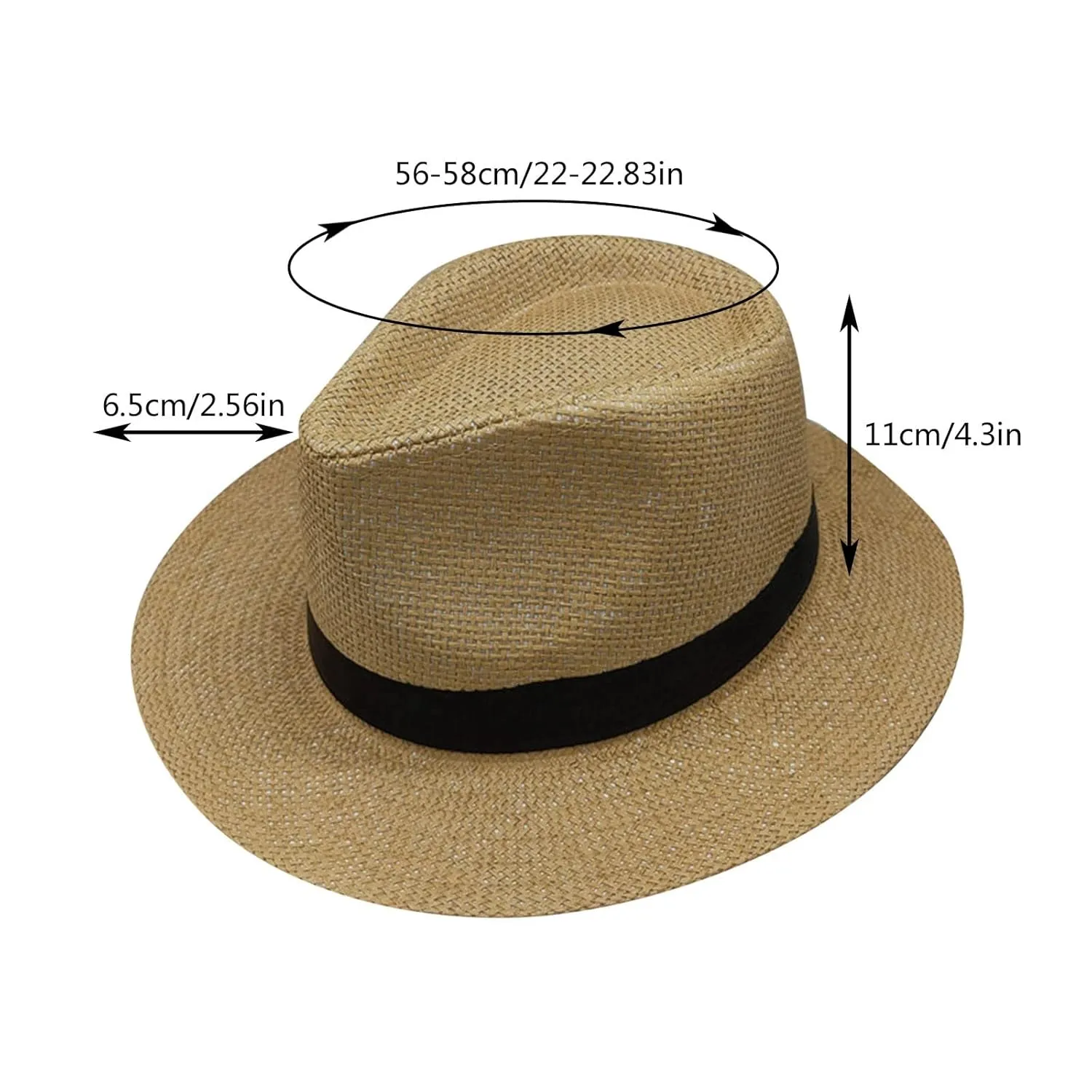 Running Cap for Ladies Unisex Fashion Solid Color British Sun Hat Wide Brim Straw Hat Adult Jazz Straw (Beige, One Size)