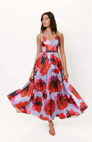 Russo Dress in Periwinkle/Red Blot Floral Graceful Garment Russo Dress in Periwinkle/Red Blot Floral Blush Glow
