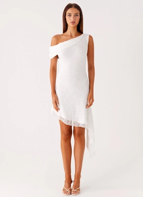 Rylee One Shoulder Midi Dress - White Breathable fabric Rylee One Shoulder Midi Dress - White Easy Draping Modern and Stylish