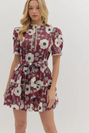 Sabine Floral Crochet Mini Dress Bell sleeves Versatile Comfort Wear Compact Fit Sabine Floral Crochet Mini Dress