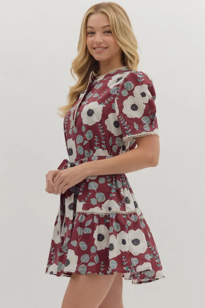 Breath Soft Signature-Style Sabine Floral Crochet Mini Dress