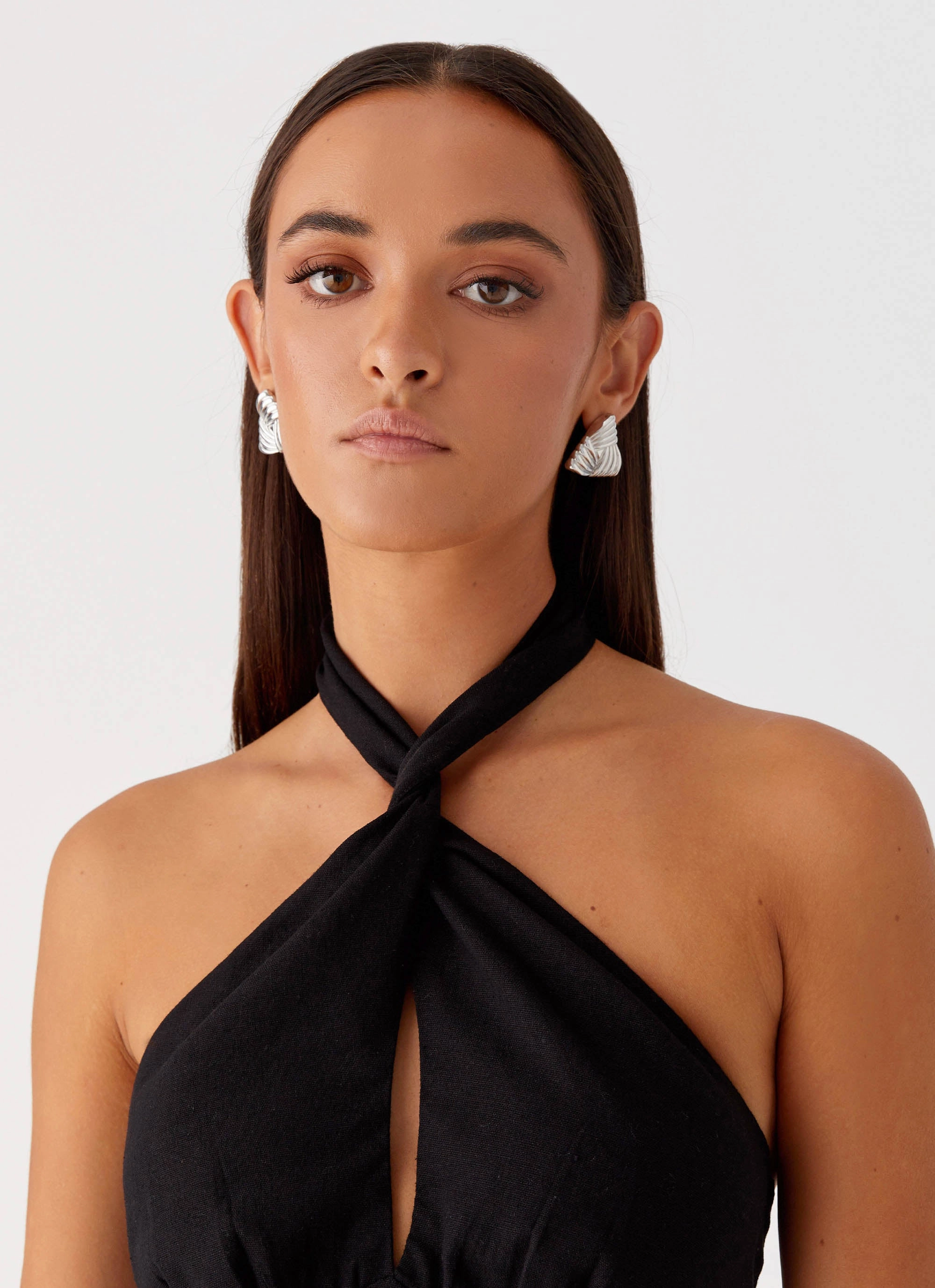 Delicate Details Light Sheen Sabine Linen Mini Dress - Black
