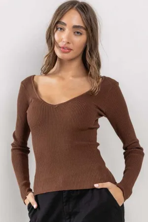 Sabrina Long Sleeve Yoko Shirt Layered Hem Detail Sabrina Long Sleeve Yoko Shirt Boat neck style Wide Neck Opening