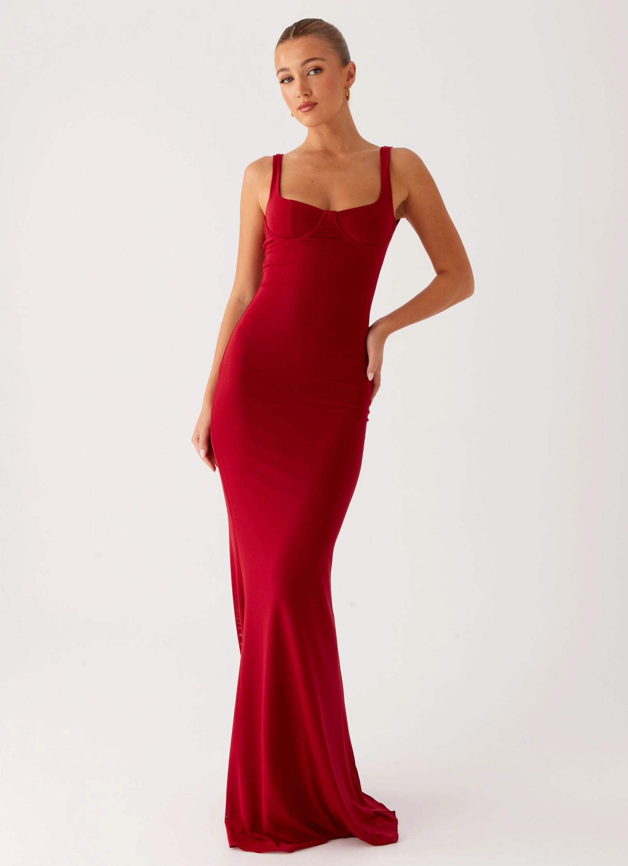 Cool Fabric Spring-Season Safiya Maxi Dress - Maroon