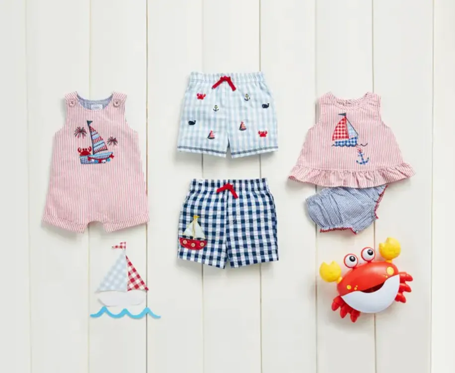 Sailboat Gingham Swim Trunks