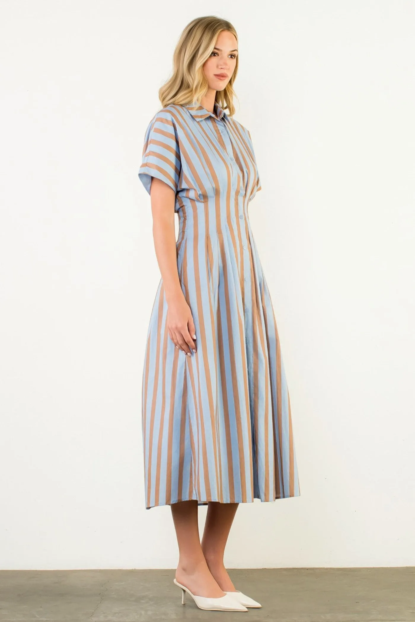 SAMANTHA STRIPED MIDI DRESS Perfect For Work