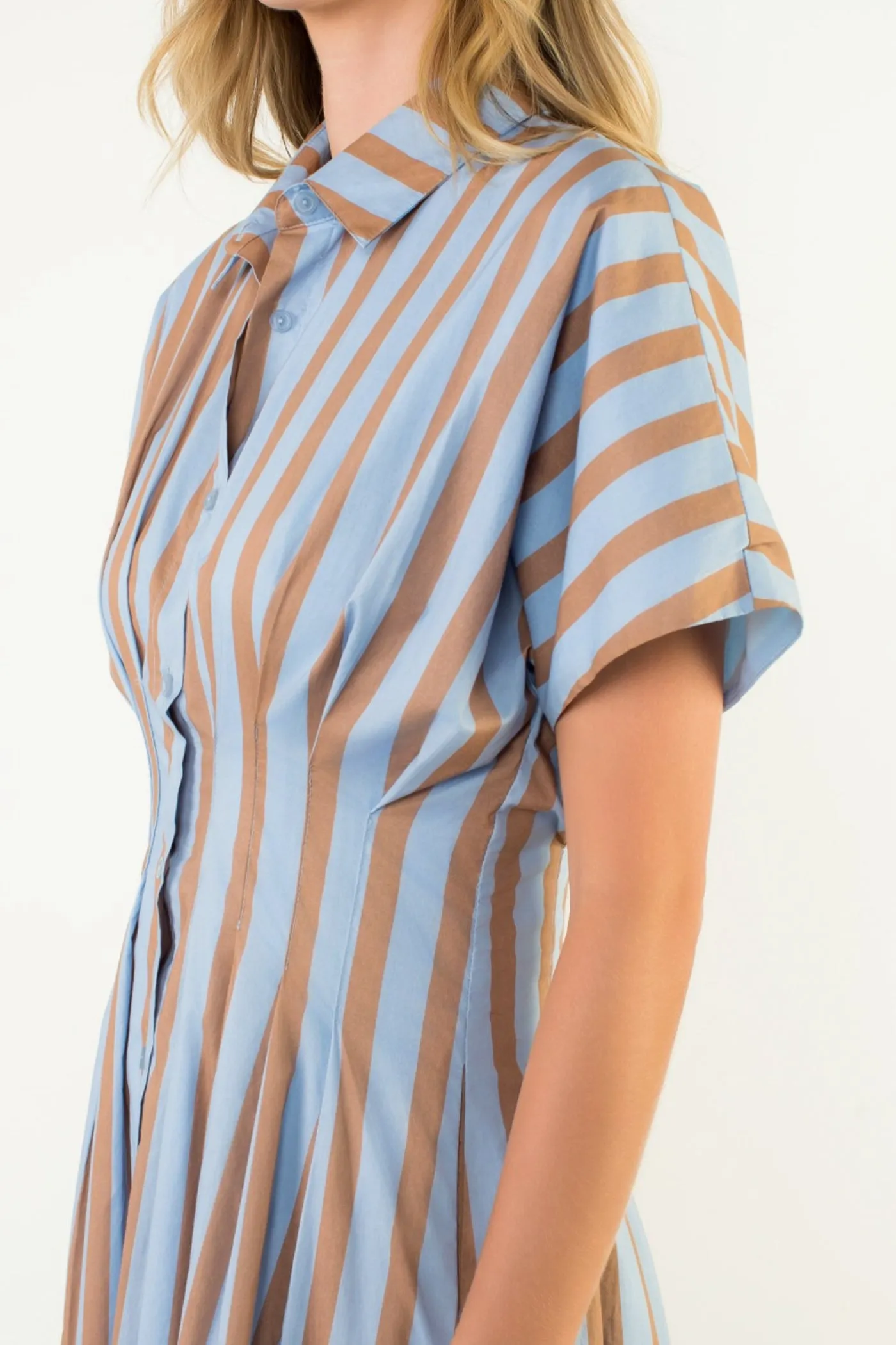 Office Friendly Elegant Comfort SAMANTHA STRIPED MIDI DRESS
