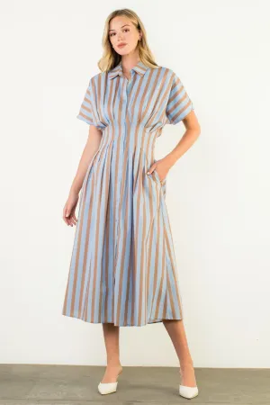 SAMANTHA STRIPED MIDI DRESS Ethnic pattern Comfortable Fashion Beauty Feel SAMANTHA STRIPED MIDI DRESS