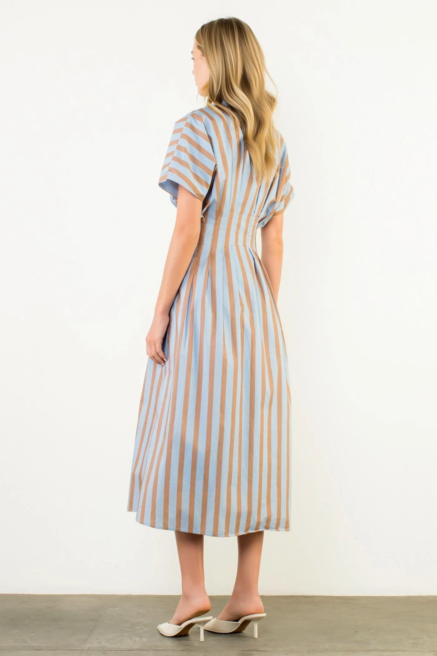 SAMANTHA STRIPED MIDI DRESS Sleek Touch