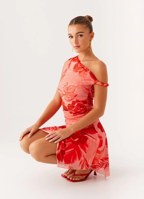 Satin Style Wade Mini Dress - Sicily Sunsets Print Wade Mini Dress - Sicily Sunsets Print Comfortable and Flattering Soft and Stylish