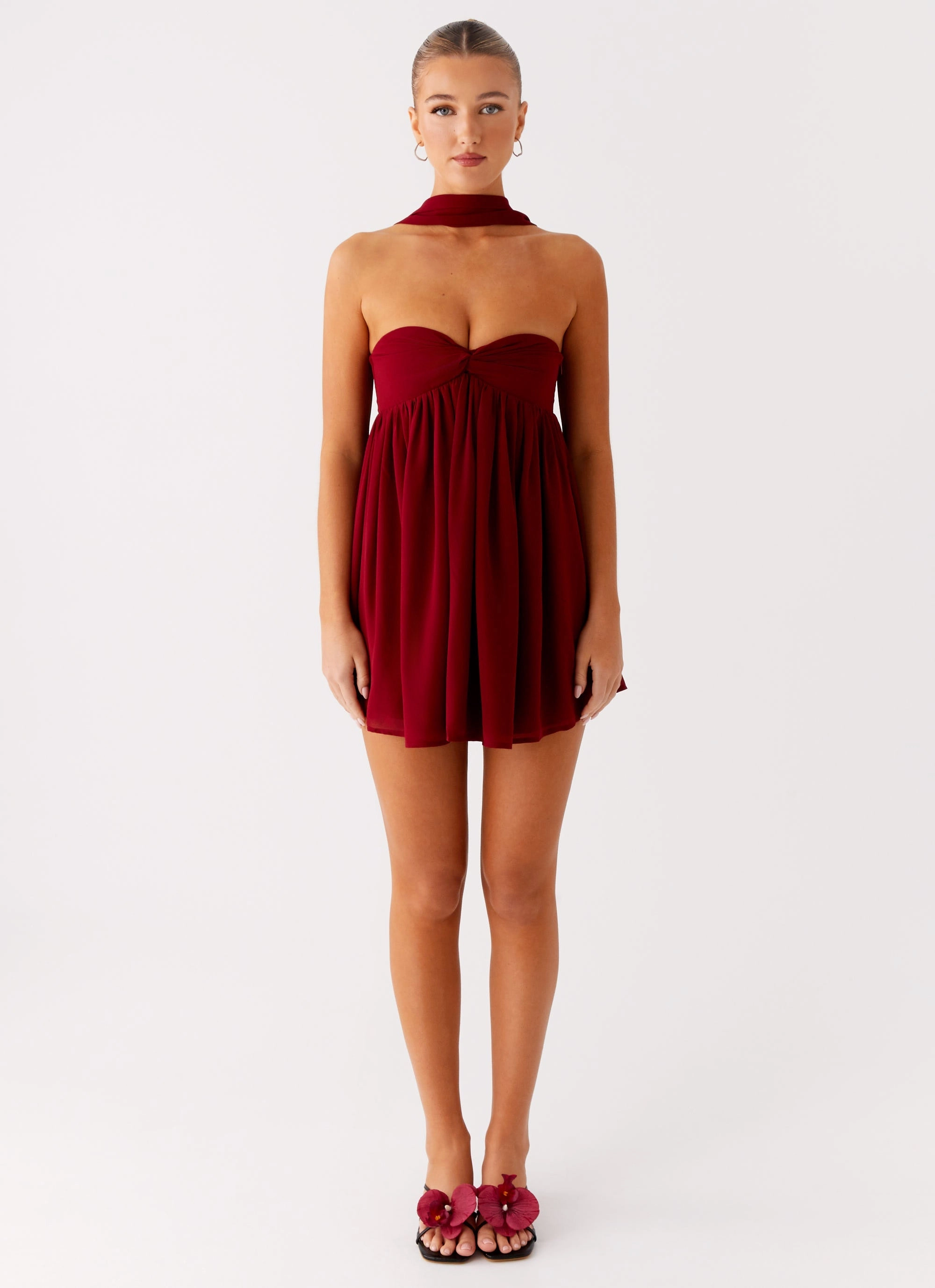 Saturn Mini Dress - Maroon Structured-Shape
