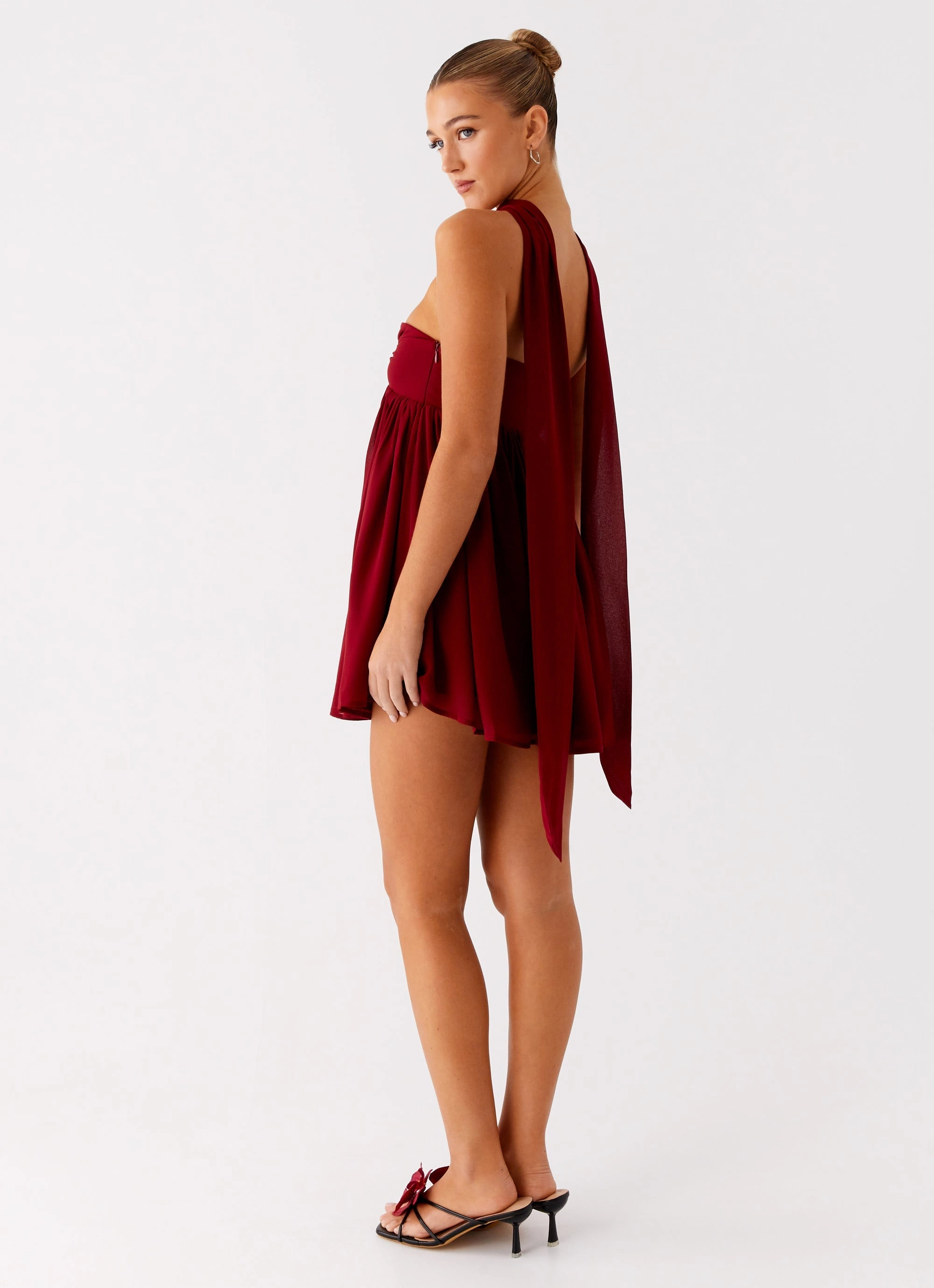Saturn Mini Dress - Maroon Easy Draping