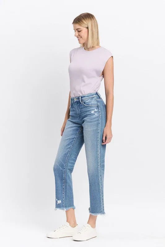 Work Meeting Unisex Wear Weekend Warrior Sawyer High Rise Frayed Hem Straight Jeans