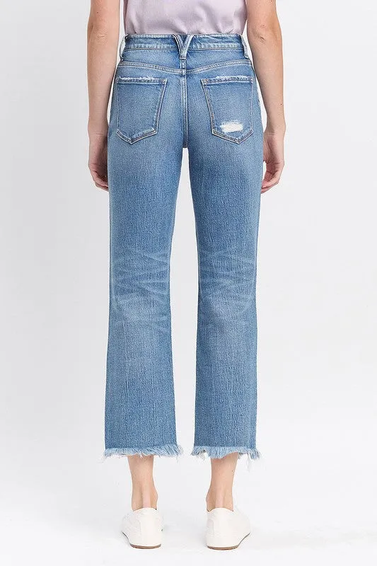 Sawyer High Rise Frayed Hem Straight Jeans Casual Friday Classic Timeless Piece