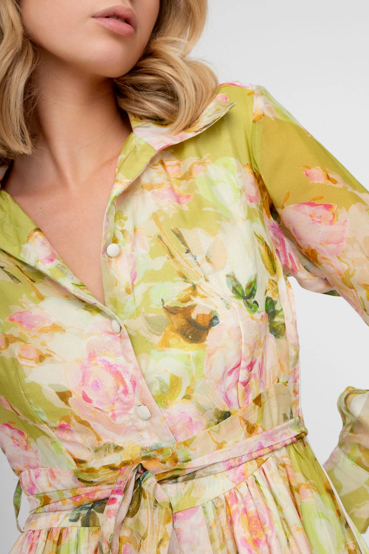 SAZAN PRINT LIME DRESS Effortless Vibe