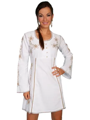 Scully Cantina Collection Scoop Neck Dress White 100% Cotton Crochet L/S Weather Resistant Finish Natural Fit Fit Ready Scully Cantina Collection Scoop Neck Dress White 100% Cotton Crochet L/S
