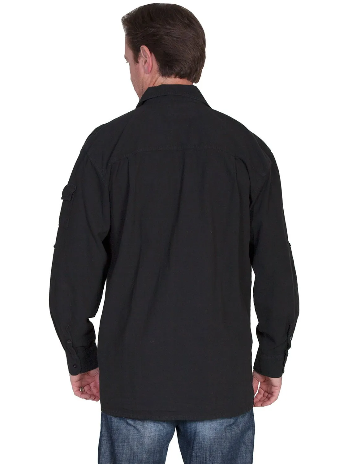 Sleek Silhouette natural fiber Scully Cantina Mens Black 100% Cotton Casual Sport Shirt