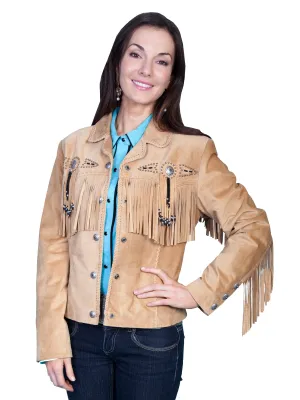 Scully Leather Womens Beaded Fringe Conchos Boar Suede Jacket Old Rust 2X Day Wear Scully Leather Womens Beaded Fringe Conchos Boar Suede Jacket Old Rust 2X Always Stylish