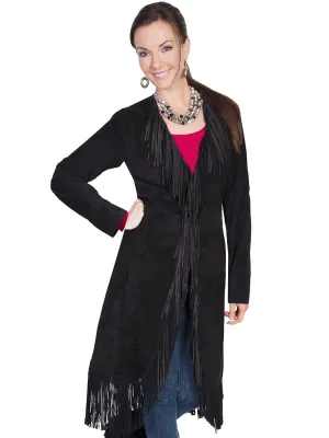 Scully Leatherwear Womens Black Boar Suede Fringe Maxi Coat Rugged Profile Scully Leatherwear Womens Black Boar Suede Fringe Maxi Coat Casual Vibe