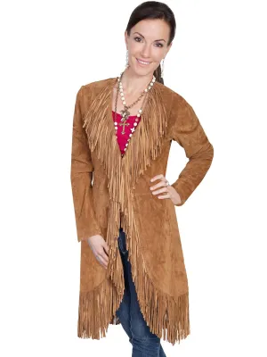 Scully Leatherwear Womens Cinnamon Boar Suede Fringe Maxi Coat Daily Edge Ever Versatile Multipurpose Utility Pockets Scully Leatherwear Womens Cinnamon Boar Suede Fringe Maxi Coat