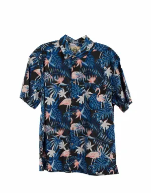 Scully Mens Flamingos Black 100% Cotton S/S Shirt Subtle pattern Scully Mens Flamingos Black 100% Cotton S/S Shirt Tailored Cuffs