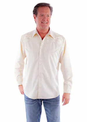 Scully Mens Floral Tooled Embroidery Ivory Poly/Rayon L/S Shirt Formal Appeal Scully Mens Floral Tooled Embroidery Ivory Poly/Rayon L/S Shirt Practical Choice Trendy Design