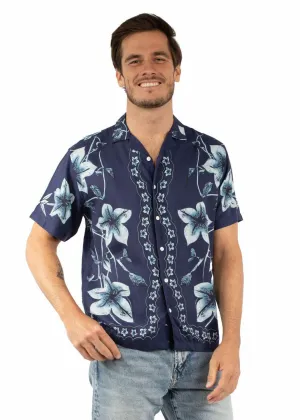 Scully Mens Hawaiian Orchid Print Navy 100% Viscose S/S Shirt Dolman Cut Scully Mens Hawaiian Orchid Print Navy 100% Viscose S/S Shirt Hypoallergenic Lining