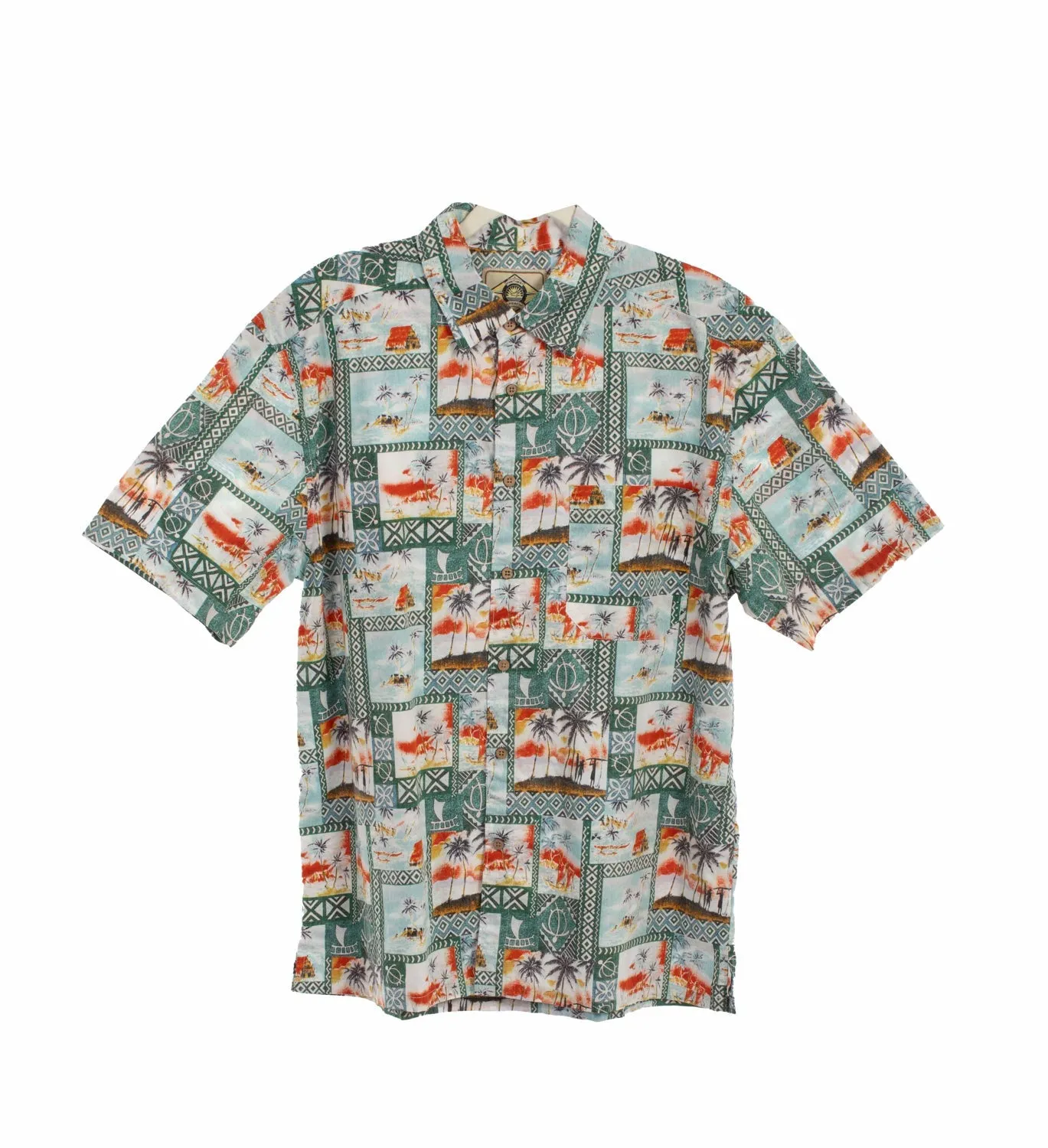 Anti Cling Fabric Scully Mens Island Surfers Pine 100% Cotton S/S Shirt