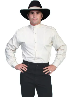Scully Mens Ivory 100% Cotton Inset Bib L/S Shirt Sporty Feel V-Neck Scully Mens Ivory 100% Cotton Inset Bib L/S Shirt