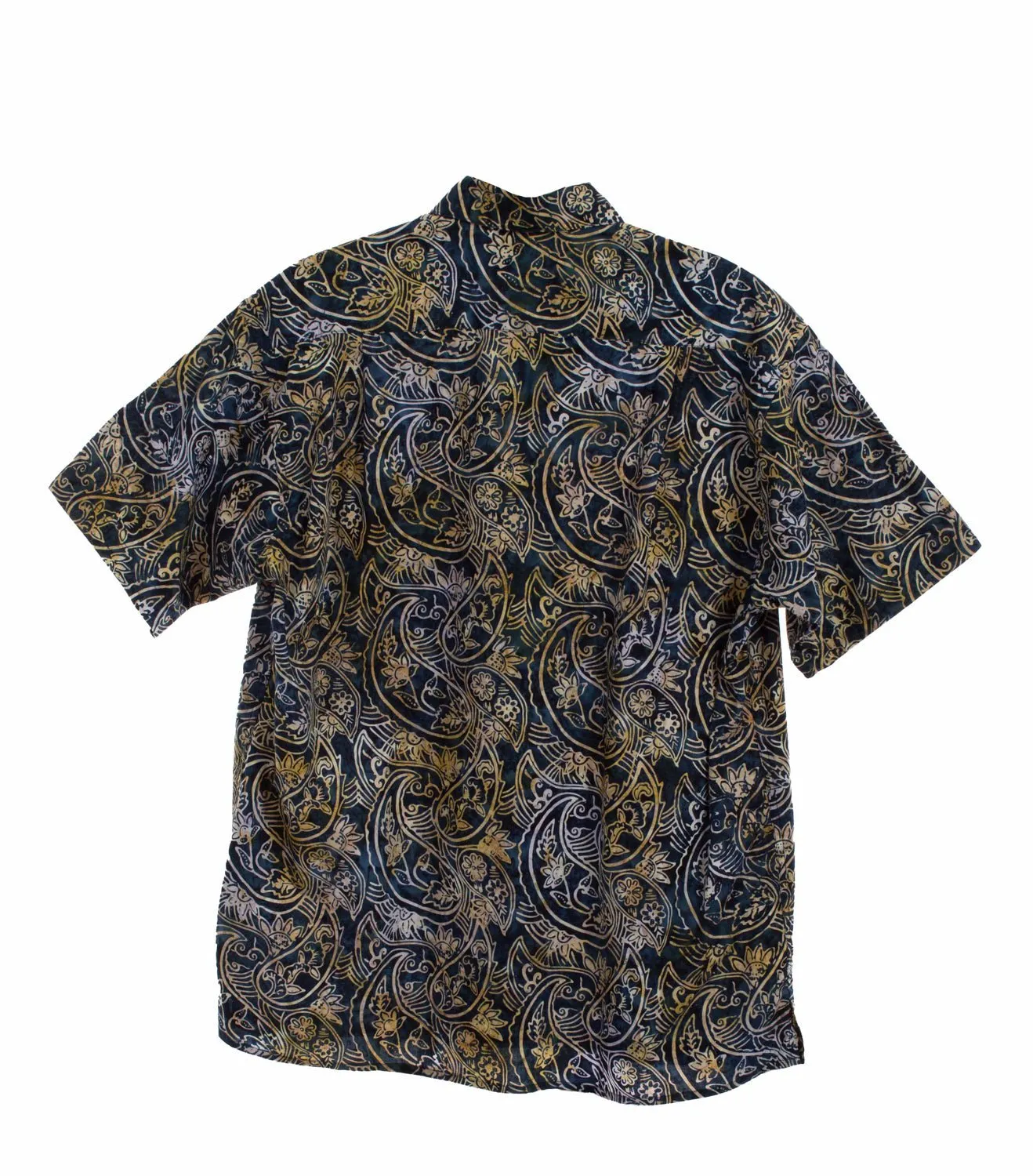 Chilly Day Wear Scully Mens Paisley Batik Navy 100% Cotton S/S Shirt