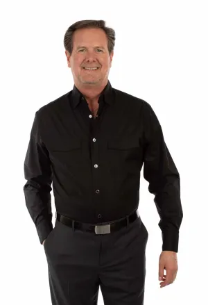 Scully Mens Premium Poplin Black 100% Cotton L/S Shirt Silk Touch Timeless Wardrobe Essential Wardrobe Scully Mens Premium Poplin Black 100% Cotton L/S Shirt