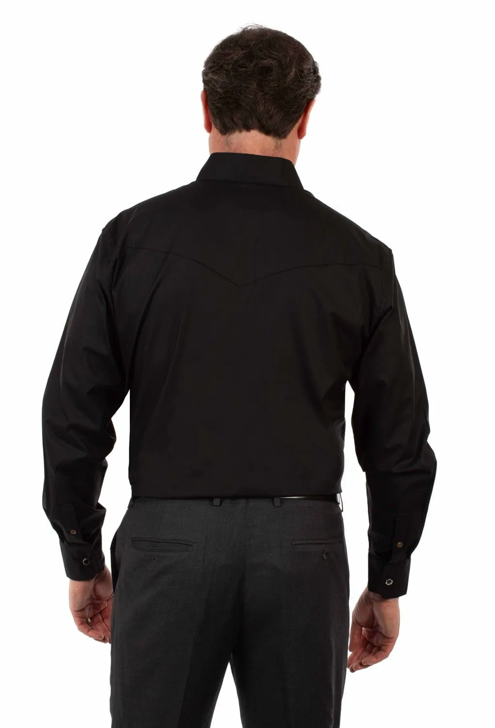 Chic Comfort Travel-friendly Scully Mens Premium Poplin Black 100% Cotton L/S Shirt