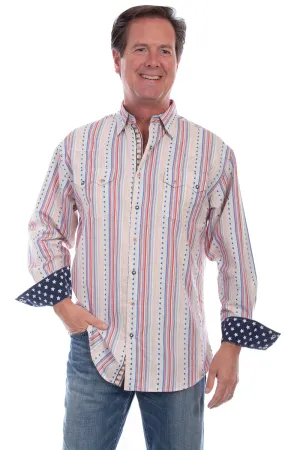 Scully Mens Red/White/Blue 100% Cotton Signature Election L/S Shirt Ombre effect Scully Mens Red/White/Blue 100% Cotton Signature Election L/S Shirt City Exploration