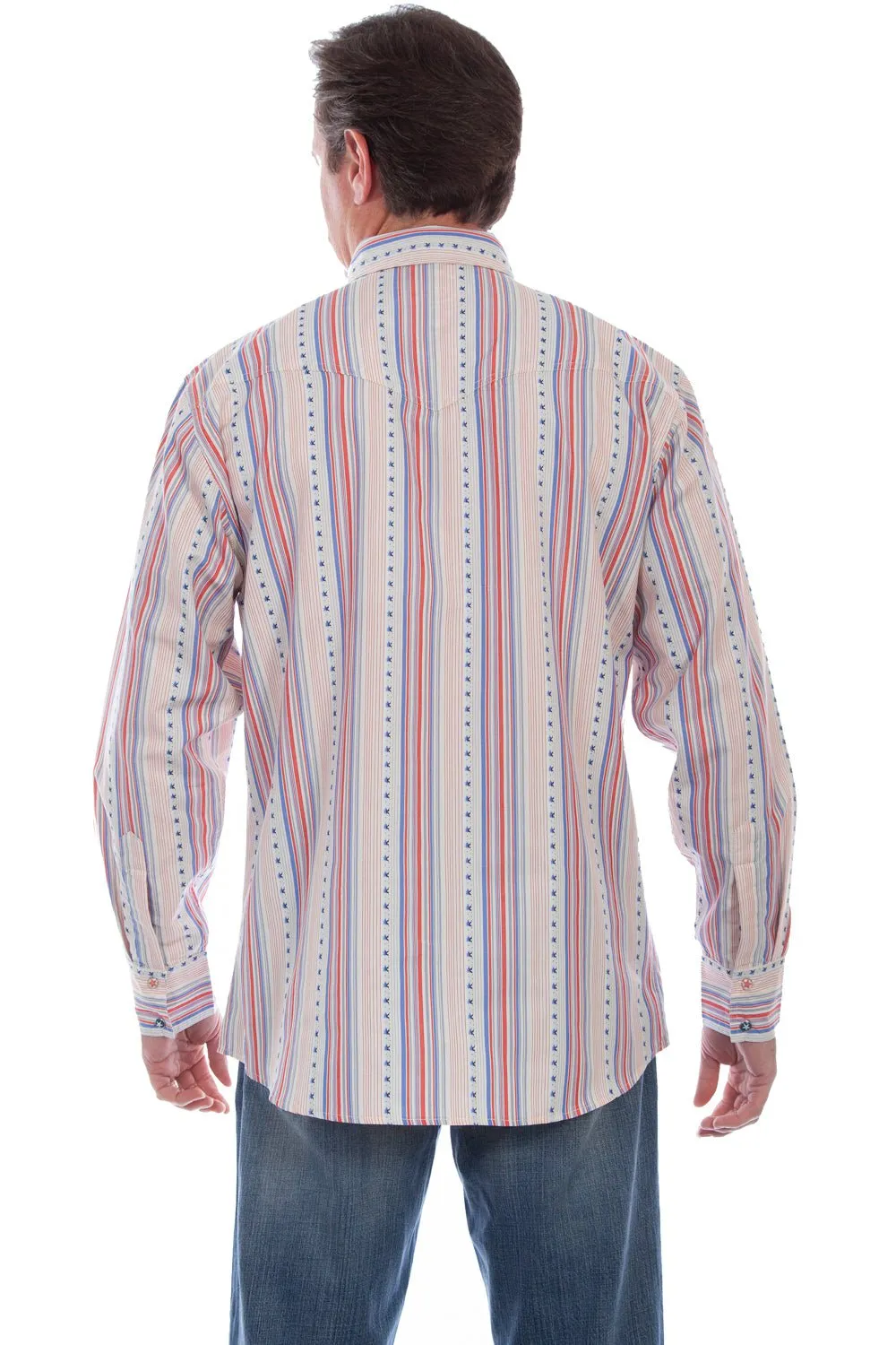Classic Appeal Coffee Run Scully Mens Red/White/Blue 100% Cotton Signature Election L/S Shirt