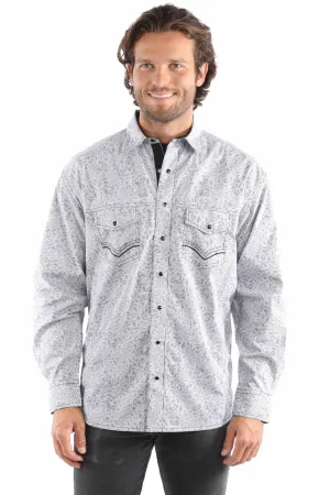 Scully Mens Signature Stripe Pick Stitch Grey 100% Cotton L/S Shirt Antimicrobial Coating Spring Collection Scully Mens Signature Stripe Pick Stitch Grey 100% Cotton L/S Shirt
