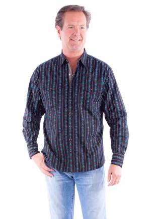 Scully Mens Skull Stripe Turquoise 100% Cotton L/S Shirt Breathable Fit Scully Mens Skull Stripe Turquoise 100% Cotton L/S Shirt Comfy Fit Denim Blend