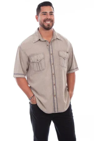 Scully Mens Stone 100% Cotton Voyager S/S Shirt Cooling Fabric Scully Mens Stone 100% Cotton Voyager S/S Shirt Flexible Movement Beach Attire