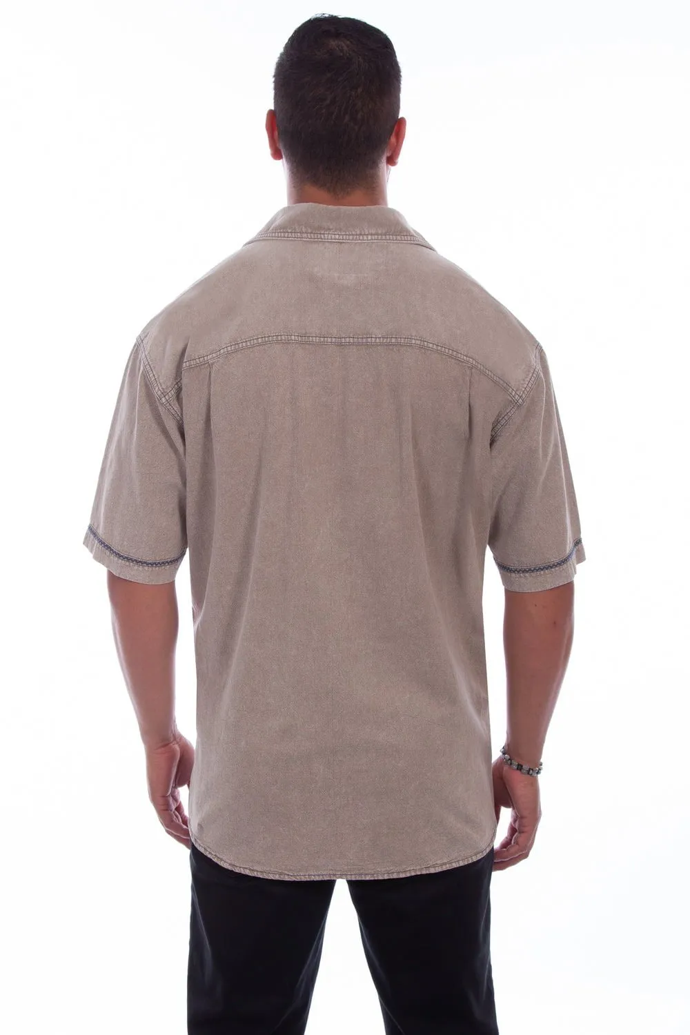 Scully Mens Stone 100% Cotton Voyager S/S Shirt Cool Comfort
