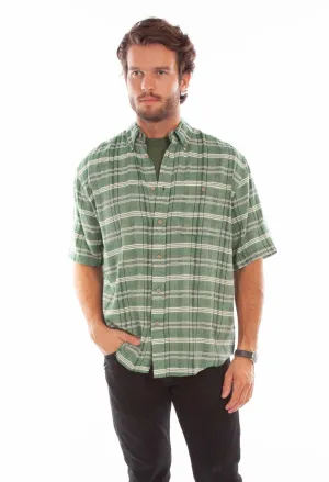 Scully Mens Worn Outs Plaid Green 100% Cotton S/S Shirt snap closure Scully Mens Worn Outs Plaid Green 100% Cotton S/S Shirt Timeless Design Sophisticated Look