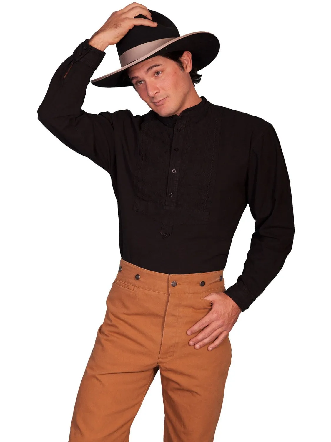 Scully RangeWear Mens Black 100% Cotton Inset Paisley L/S Western Shirt Seamless construction