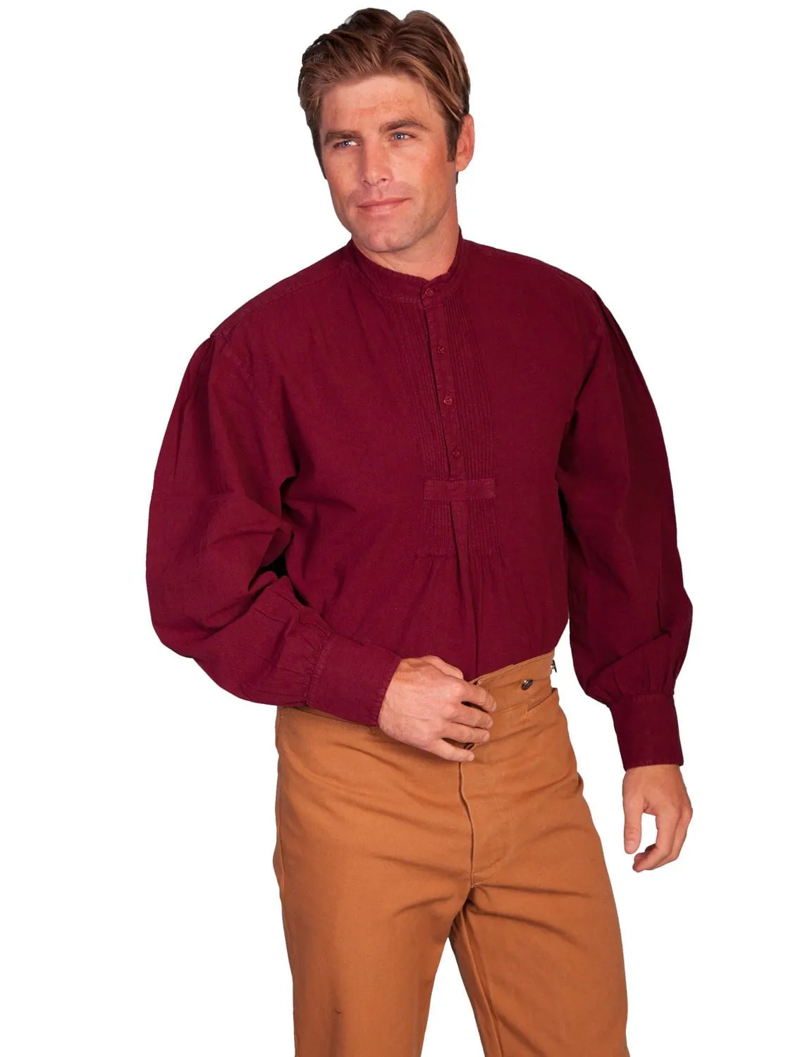 Scully RangeWear Mens Burgundy 100% Cotton Vintage L/S Full Cut Shirt Unisex Option