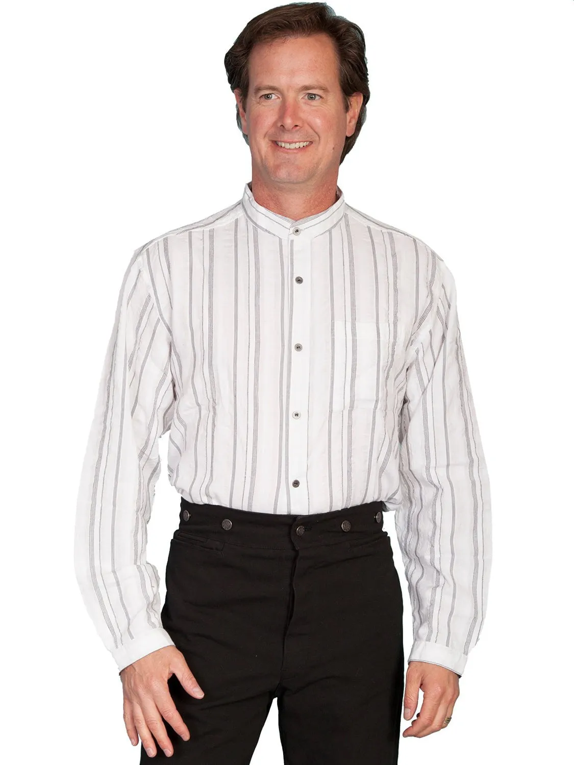 Eco-friendly Scully RangeWear Mens White 100% Cotton Banded Collar L/S Western Shirt