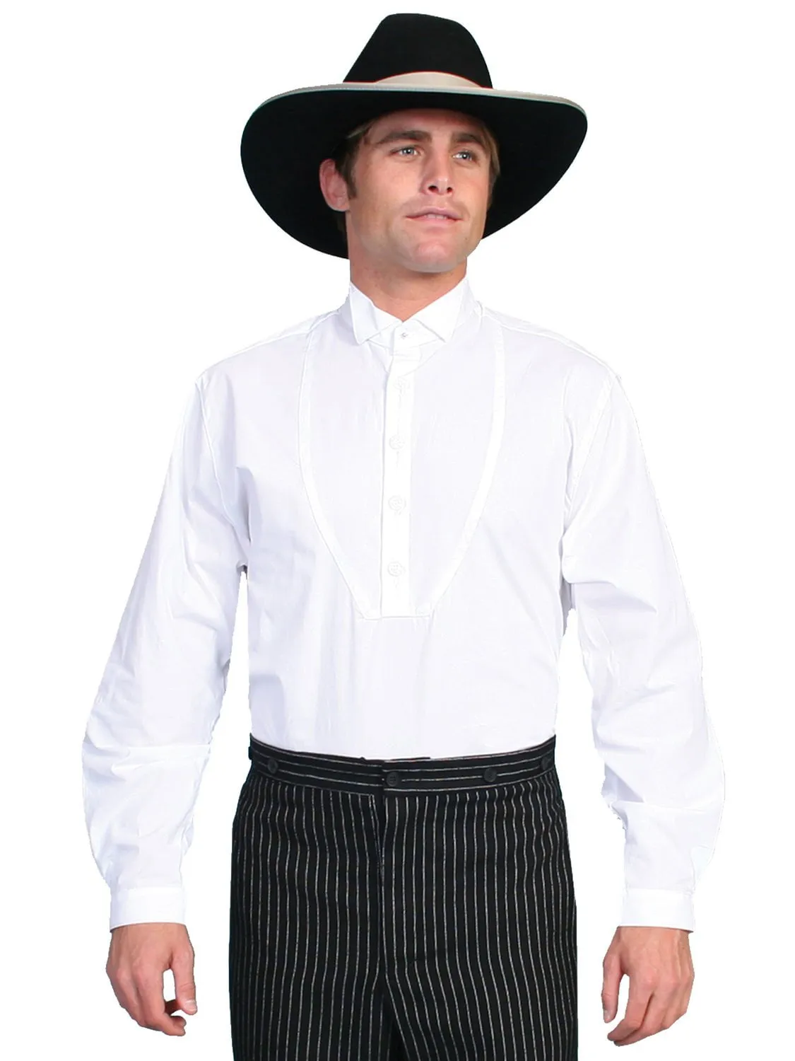 Sustainable production Unisex style Scully RangeWear Mens White 100% Cotton Gambler L/S Pullover Western Shirt