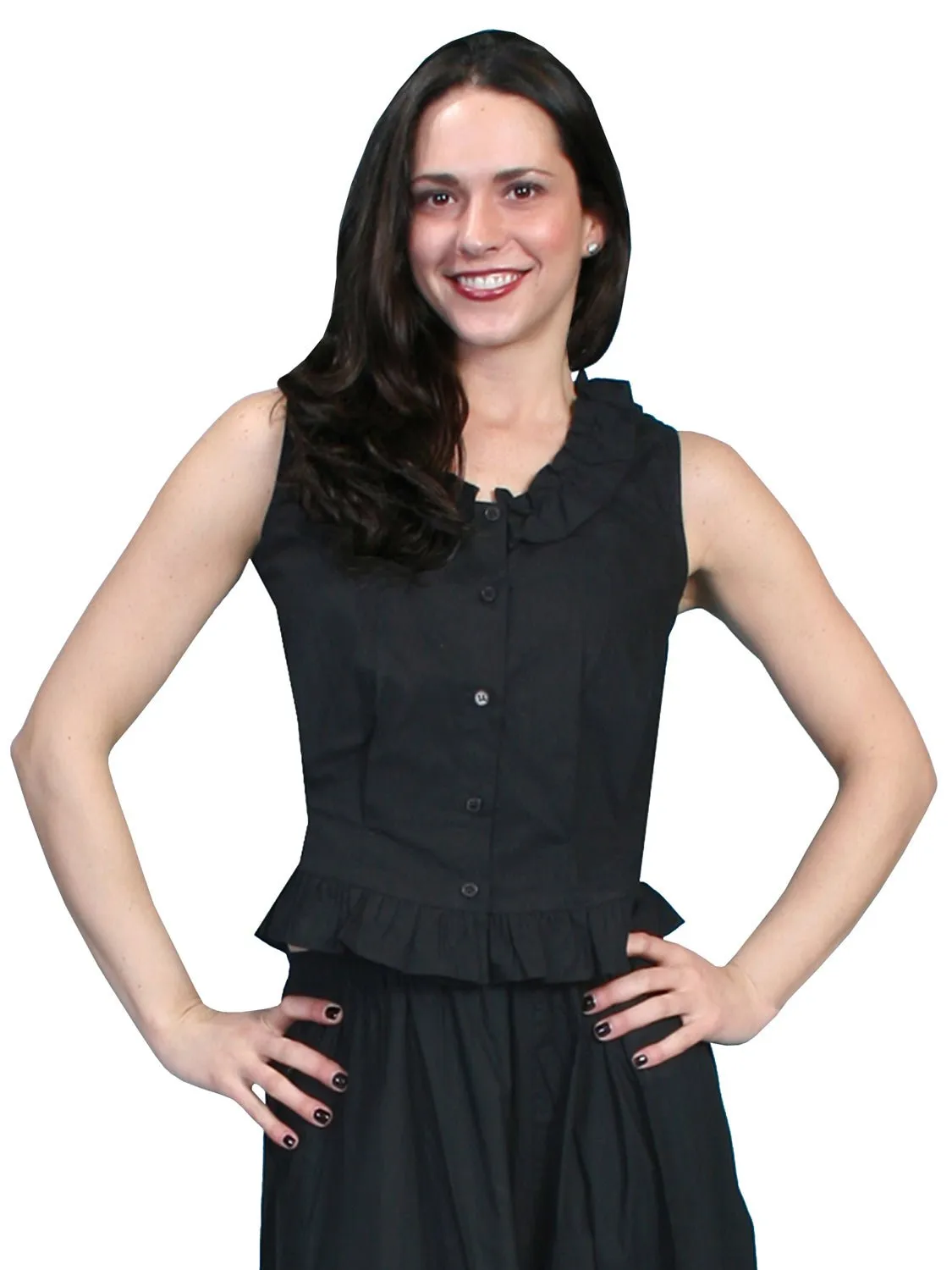 Layered Design Scully Rangewear Womens Black 100% Cotton Ruffle Camisole