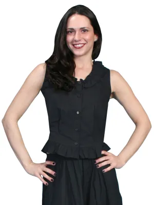 Scully Rangewear Womens Black 100% Cotton Ruffle Camisole Polo Collar Hypoallergenic Lining networking event Scully Rangewear Womens Black 100% Cotton Ruffle Camisole
