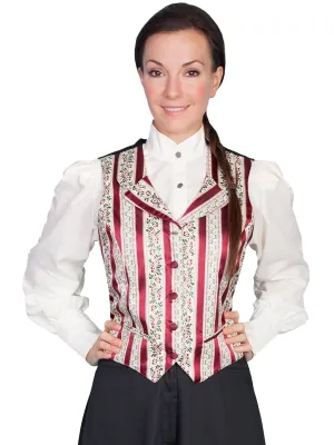 Scully Rangewear Womens Burgundy Polyester Wallpaper Stripe Lapel Vest Essential Style Scully Rangewear Womens Burgundy Polyester Wallpaper Stripe Lapel Vest Weekend Uniform Classic Fit