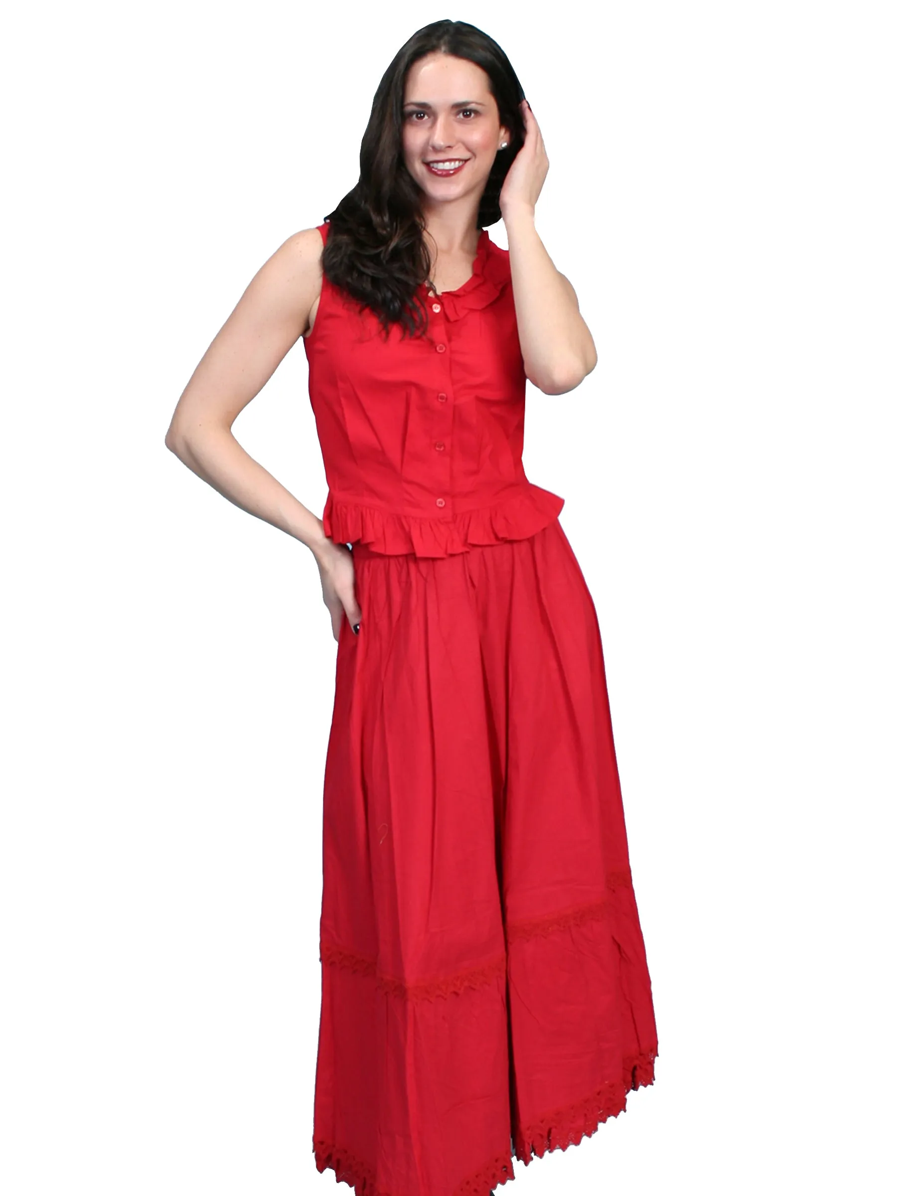 Smooth Creative Look Adult Fashion Work Ready Soft Scully RangeWear Womens Red 100% Cotton Crochet Lace Sleeveless Petticoat