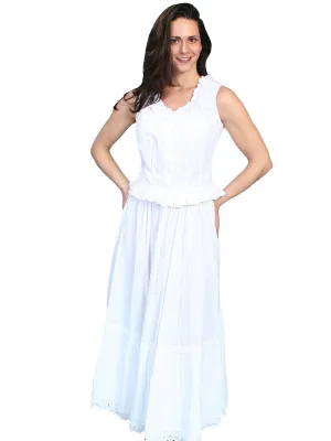 Scully RangeWear Womens White 100% Cotton Crochet Lace Sleeveless Petticoat Retro Profile Party Look Luxury Relaxed Style Smart Casual Minimalist Style Scully RangeWear Womens White 100% Cotton Crochet Lace Sleeveless Petticoat