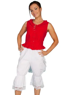 Scully Rangewear Womens White Cotton Blend Lace Ruffles Bloomers No-Fade Wash Stretch Enhanced Mobility Scully Rangewear Womens White Cotton Blend Lace Ruffles Bloomers